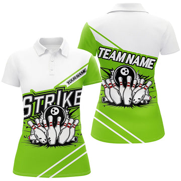 Green Strike Women's Bowling Shirts, Custom Team Jerseys I6692