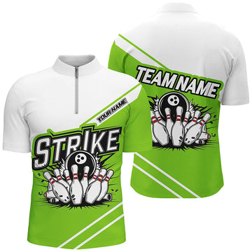 Green Strike Bowling Shirts for Men & Women, Custom Team Jerseys I6692