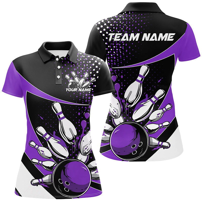 Black & Purple Ladies Bowling Team Shirts I7284