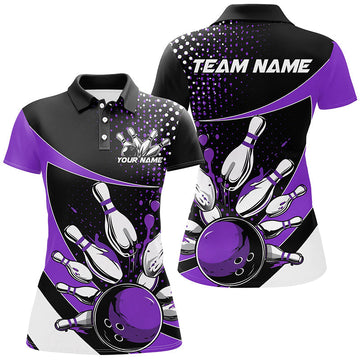 Black & Purple Ladies Bowling Team Shirts I7284