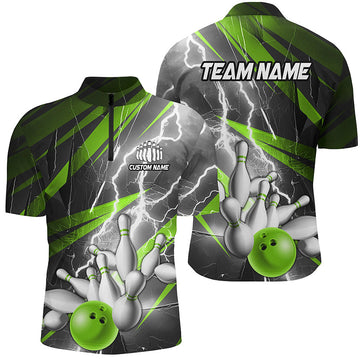 Green Lightning Thunder Custom Bowling Jersey for Men and Women I5990