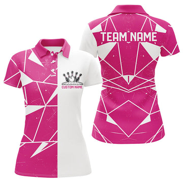 Pink Geometric Ladies Bowling Team Shirts I6265