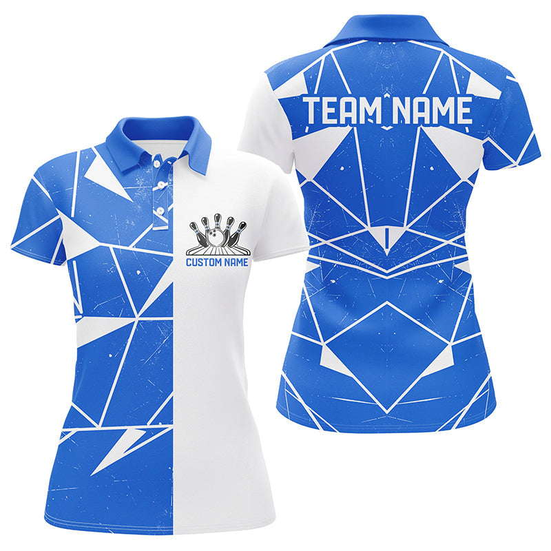 Blue Geometric Ladies Bowling Shirts I6266