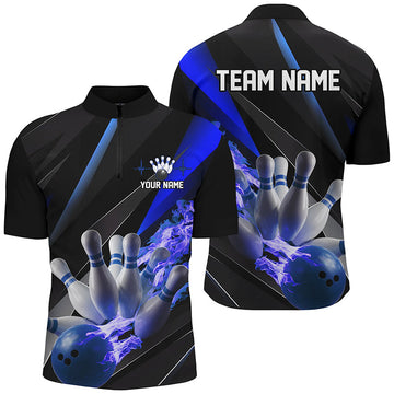 Men's Blue Flame Bowling Tournament Shirts I6739