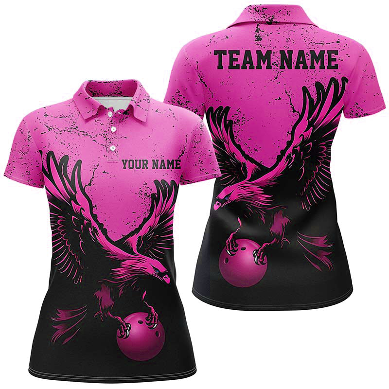 Custom Pink Eagle Women's Bowling Team Shirts - Vintage Grunge Jerseys I5847