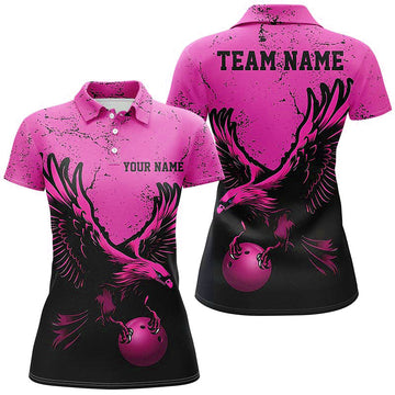 Custom Pink Eagle Women's Bowling Team Shirts - Vintage Grunge Jerseys I5847
