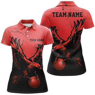 Custom Red Eagle Women's Bowling Team Shirts - Vintage Grunge Jerseys I5848
