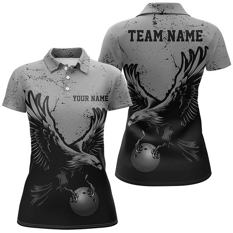 Women's Vintage Grunge Grey Eagle Bowling Team Shirts I5849