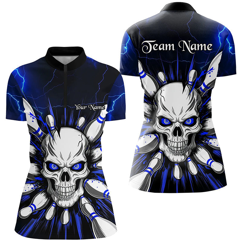 Women's Purple Skull Bowling Shirt I6761