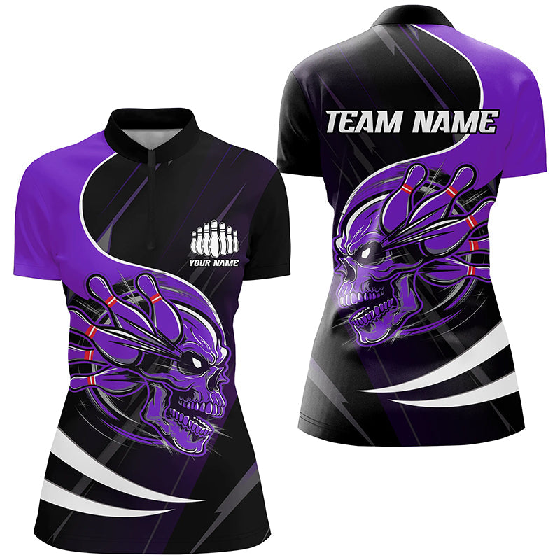 Women's Custom Purple Bowling Team Shirts I6764