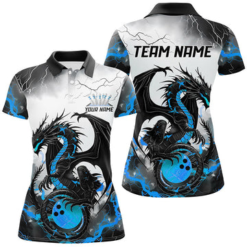 Black & Blue Thunder Dragon Ladies Bowling Shirt I7062