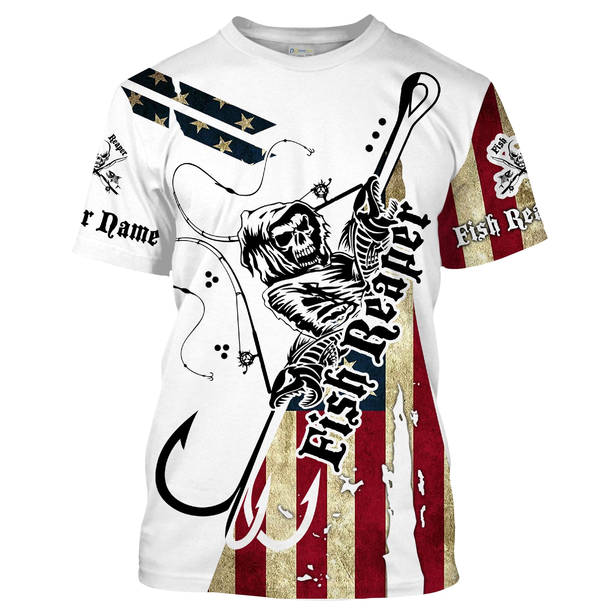 Fish reaper American Flag Custom Men performance Fishing T Shirts, Patriotic Fishing jerseys - HPW19