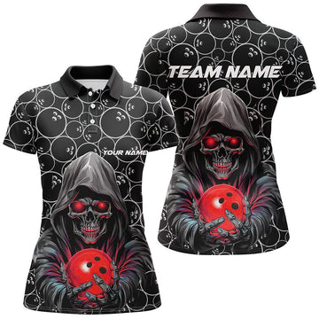 Red Skull Bowling Polo Shirt for Women I5388