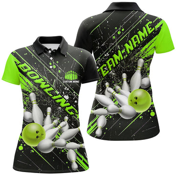 Green Strike Women's Bowling Team Shirts I6336