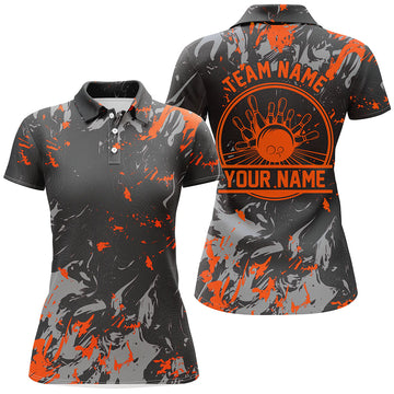 Women's Orange Bowling Polo Shirt I5397