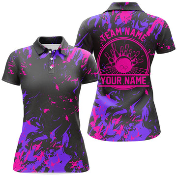 Custom Ladies Bowling Polo Shirt - Pink/Purple I5401