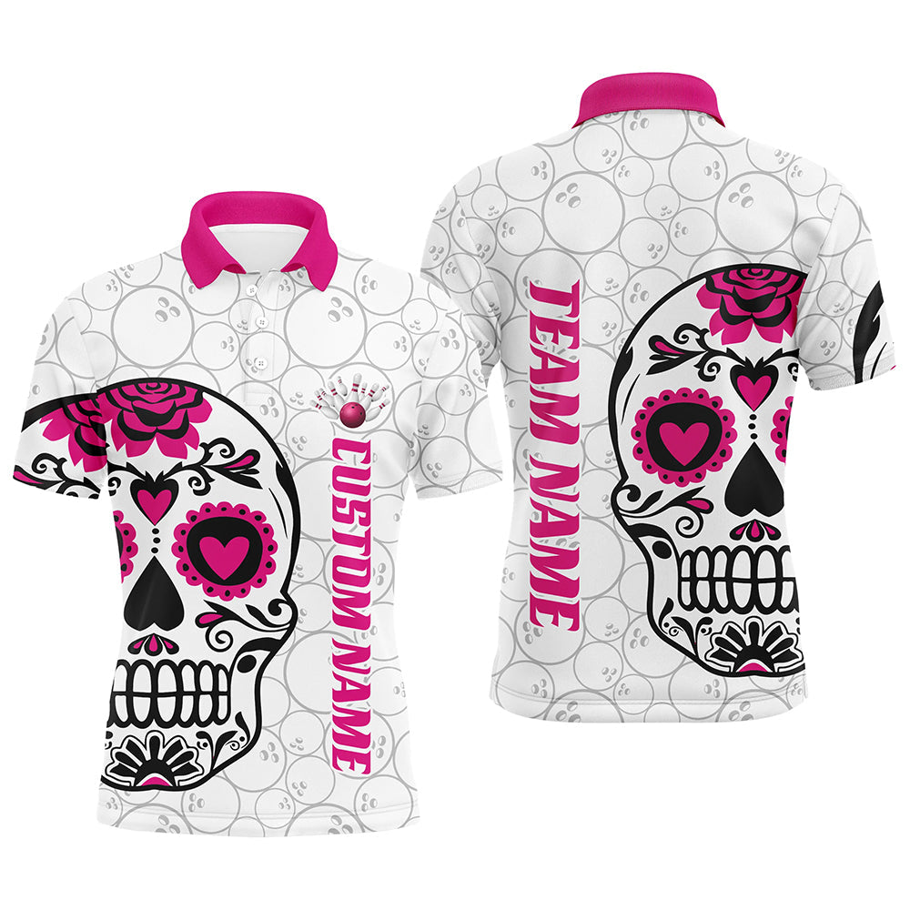 Custom Multi-Colour Sugar Skull Bowling Shirts for Men & Women I6601