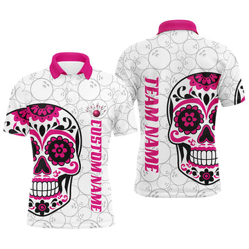 Custom Multi-Colour Sugar Skull Bowling Shirts for Men & Women I6602