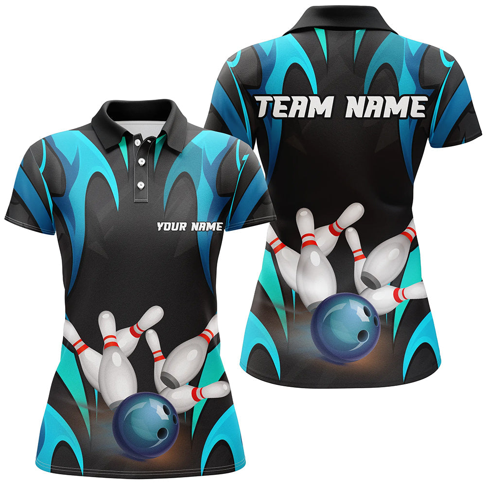 Black & Blue Custom Bowling Shirts for Women I7107