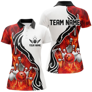 Women's Red Flame Bowling Polo Shirt I5214