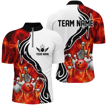 Men's Red Flame Bowling Polo Shirt I5214