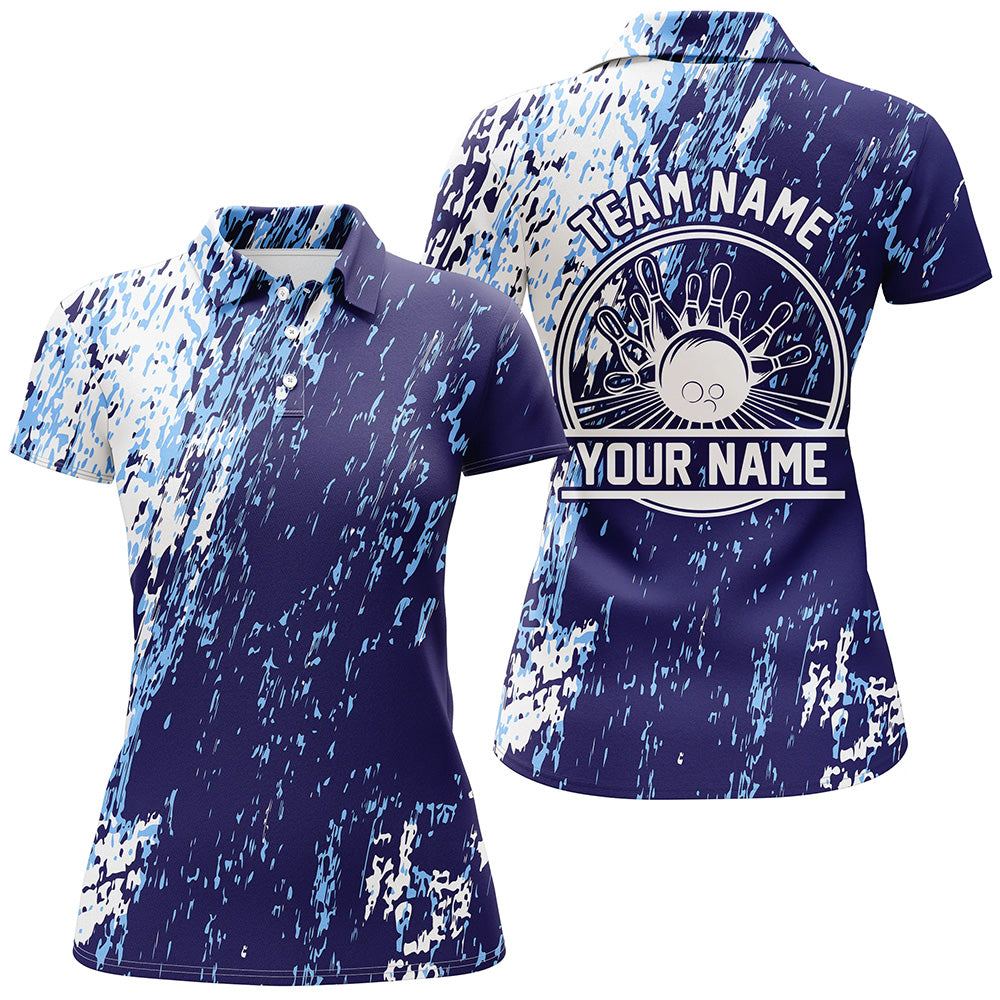 Women's Blue Bowling Team Shirts I4506