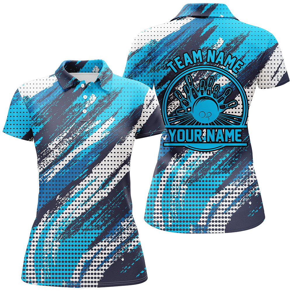 Women's Blue Bowling Team Shirts I4508