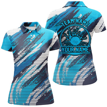 Women's Blue Bowling Team Shirts I4508