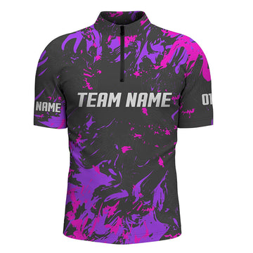 Personalised Men's Bowling Shirts - Pink Team Jerseys with Custom Name I4511