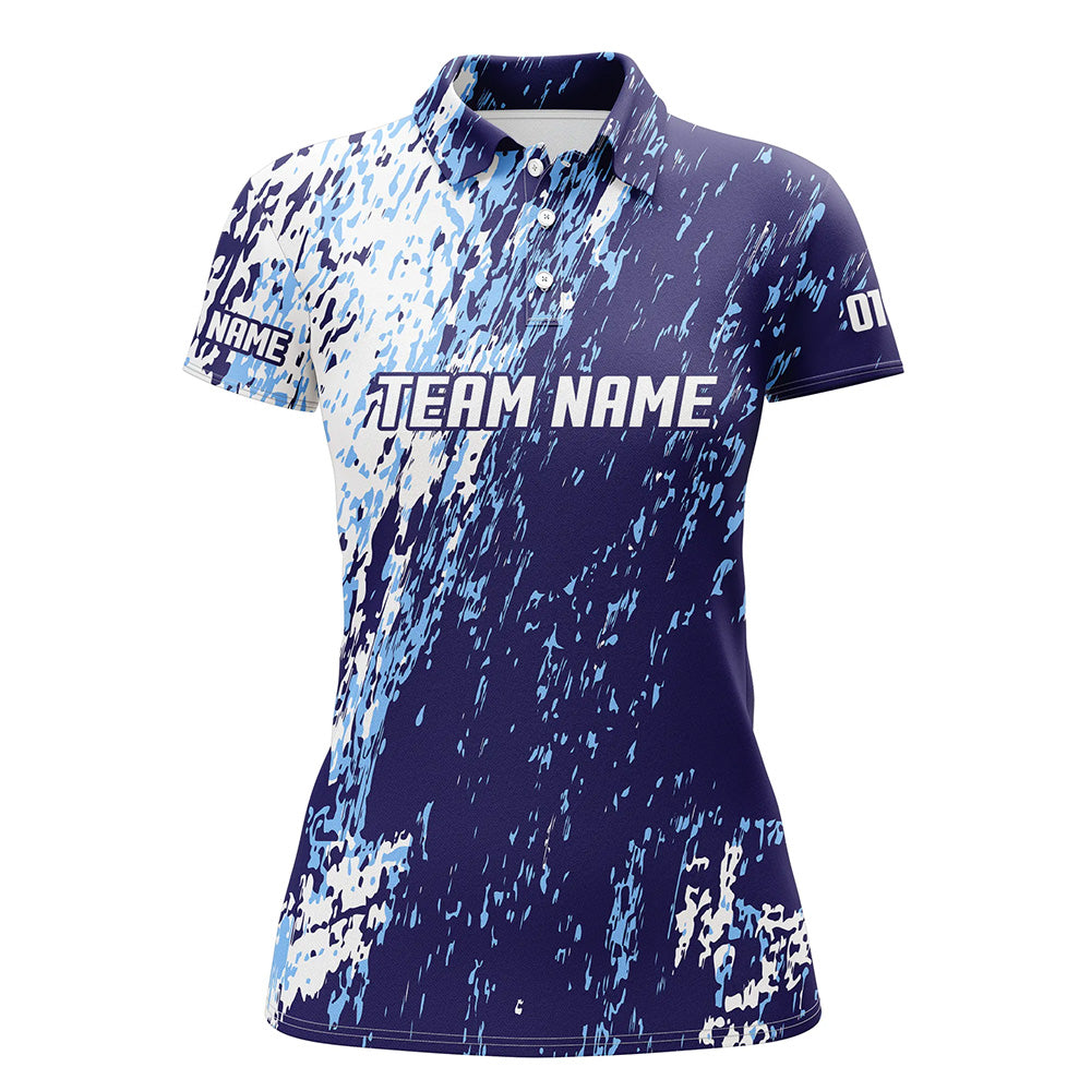 Custom Blue Bowling Shirts for Women I4512