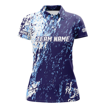 Custom Blue Bowling Shirts for Women I4512