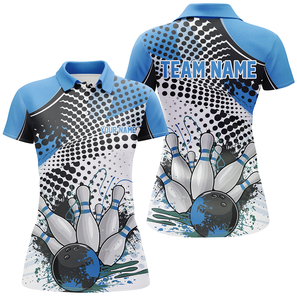 Custom Blue Bowling Shirts for Women I7132