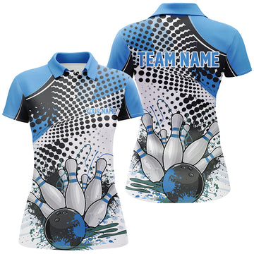 Custom Blue Bowling Shirts for Women I7132