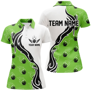 Women's Green Flame Bowling Shirt I6945