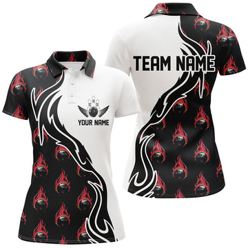 Women's Custom Red Flame Bowling Shirt I6950