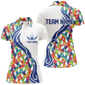 Flame Tie Dye Bowling Shirts for Women I6952