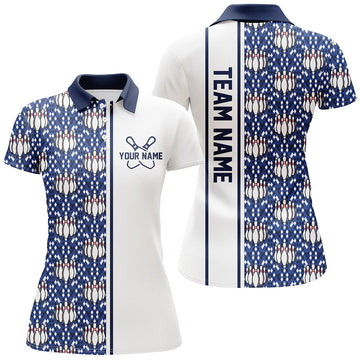 Women's Blue Argyle Bowling Polo Shirt I6964