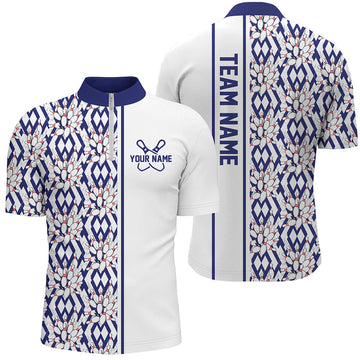 Custom Blue Argyle Bowling Polo Shirts for Men & Women I6966