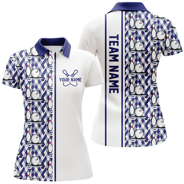 Women's Blue Argyle Bowling Polo Shirt I6967