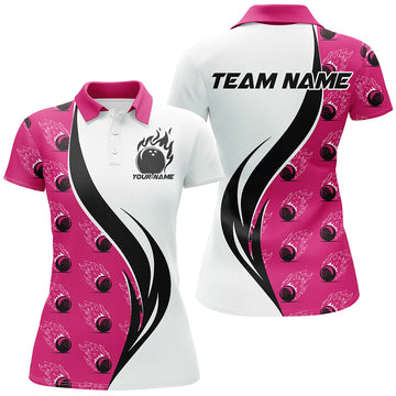 Women's Pink Bowling Polo Shirt - Custom Team Uniform I6975