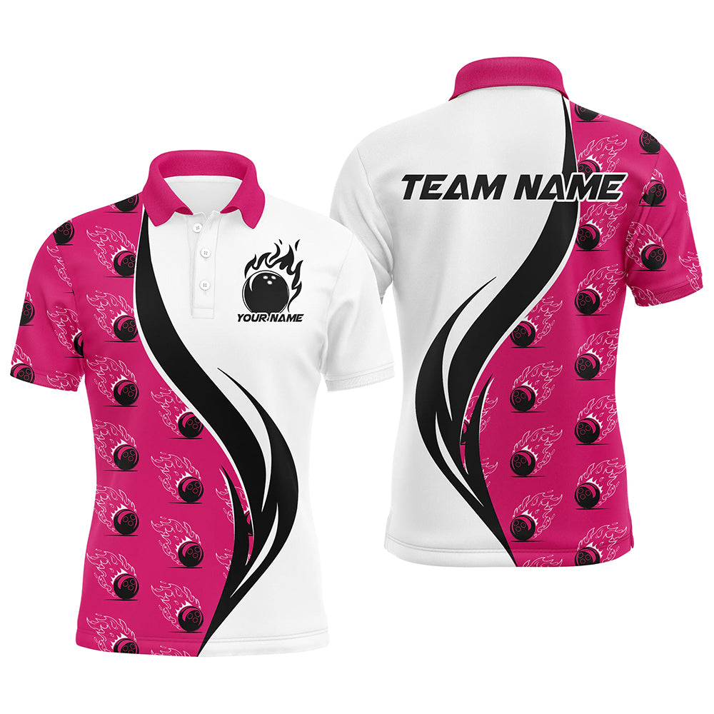 Men's Pink Bowling Polo Shirt - Custom Team Uniform I6975