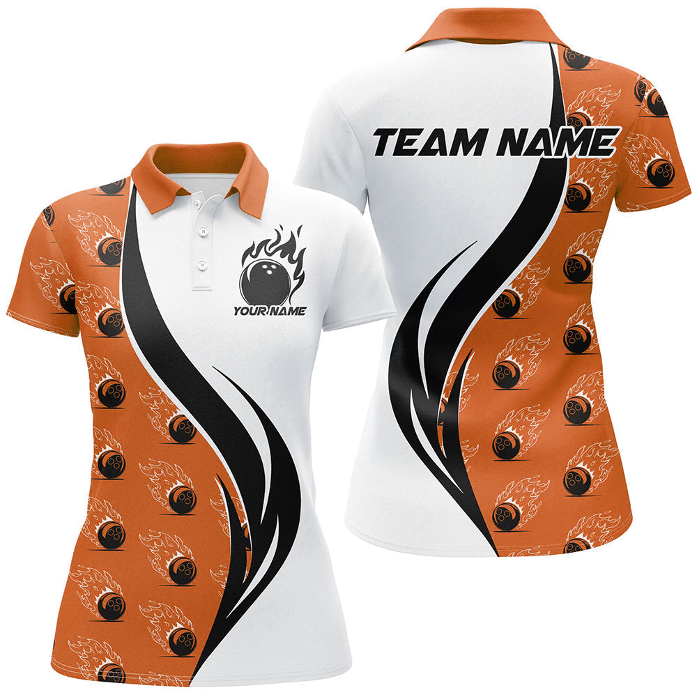 Women's Orange Bowling Polo Shirt - Custom Team Uniform I6976