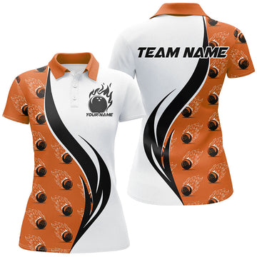 Women's Orange Bowling Polo Shirt - Custom Team Uniform I6976