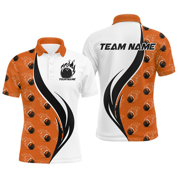 Men's Custom Orange Bowling Polo Shirts I6976