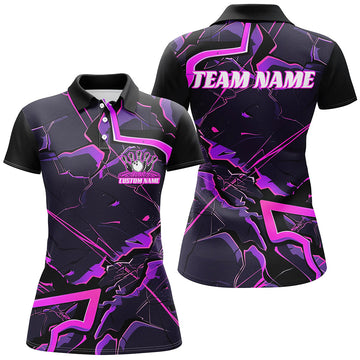 Women's Pink & Purple Custom Bowling Team Shirts I6470