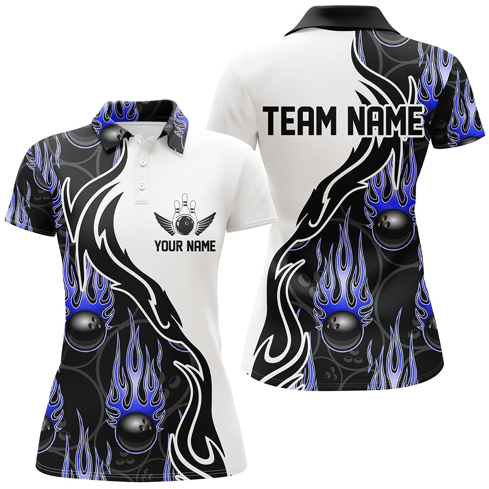 Women's Custom Blue Flame Bowling Shirts I5003
