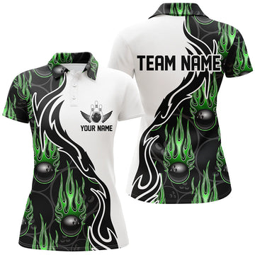 Women's Custom Green Flame Bowling Shirts I5004