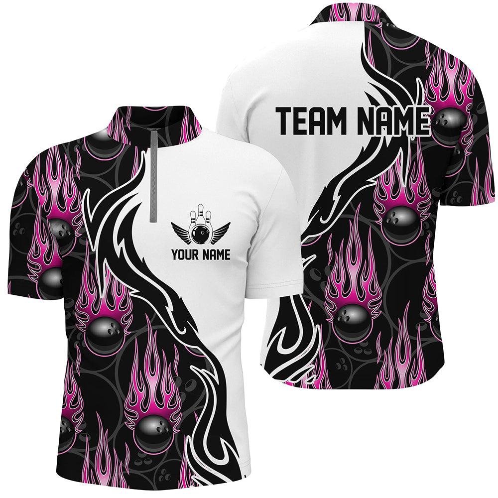 Personalised Pink Flame Bowling Shirts for Men and Women I5005