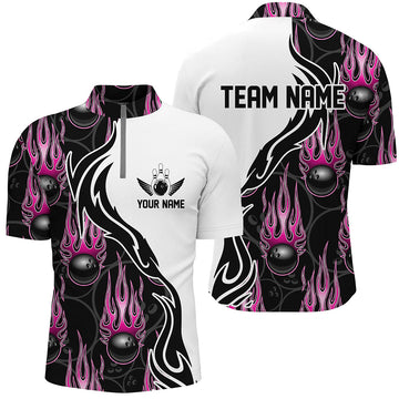 Personalised Pink Flame Bowling Shirts for Men and Women I5005
