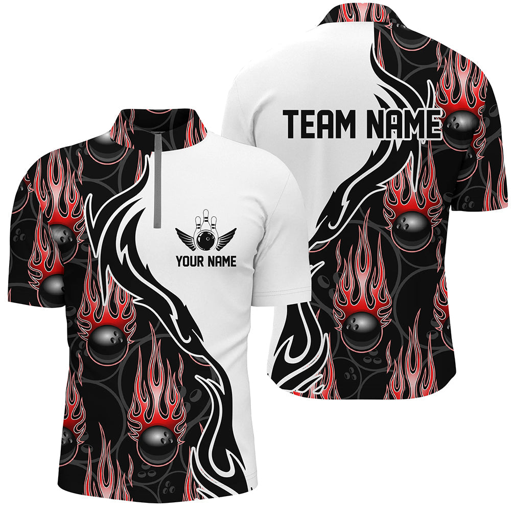 Personalised Red Flame Bowling Shirts for Men and Women I5007